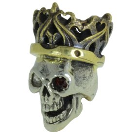 Cursed King in Brass/White Brass w/Red Garnet Eye (Black Patina Crown) by Covenant Everyday Gear