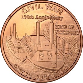 Siege (Battle) Of Vicksburg ~ Civil War Series 1 oz .999 Pure Copper Round