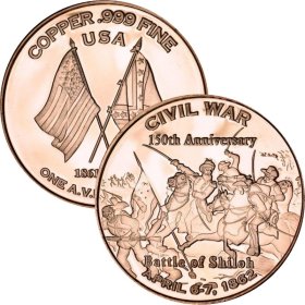 Battle of Shiloh ~ Civil War Series 1 oz .999 Pure Copper Round