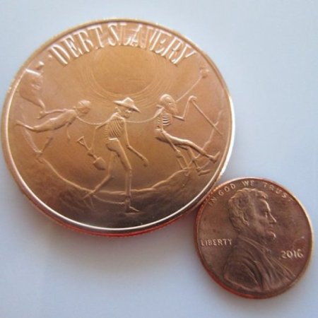 (image for) Debt Slavery 1 oz .999 Pure Copper Round (2016 - 2017)