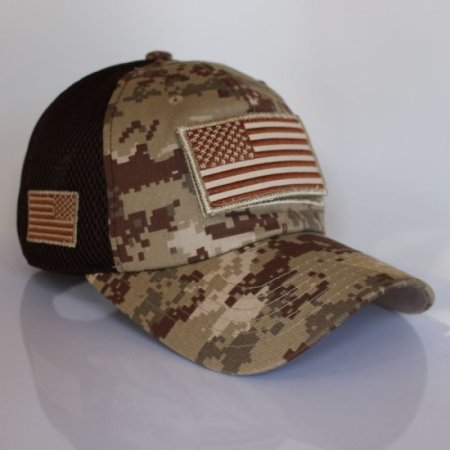 (image for) Desert Digital Camo American Flag Velcro Patch Hat 
