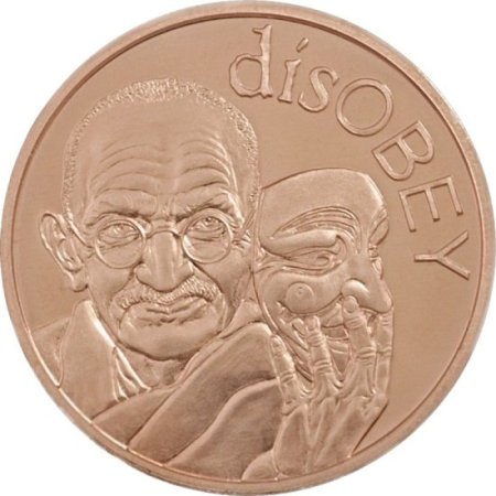 (image for) disOBEY Gandhi #27 (2017 Silver Shield Mini Mintage) 1 oz .999 Pure Copper Round