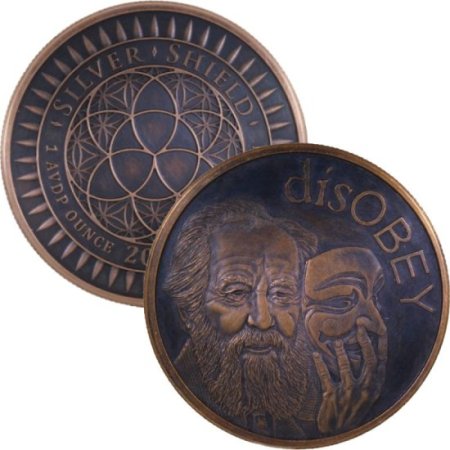 (image for) disOBEY Solzhenitsyn #29 (2017 Silver Shield Mini Mintage) 1 oz .999 Pure Copper Round (Black Patina)