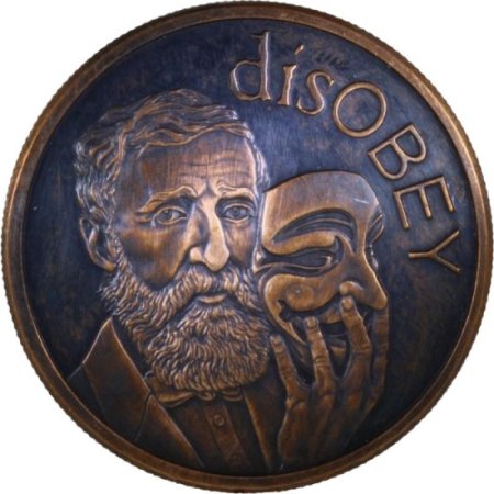 (image for) disOBEY Thoreau #25 (2017 Silver Shield Mini Mintage) 1 oz .999 Pure Copper Round (Black Patina)