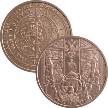 (image for) Dollar Bear #113 (2019 Silver Shield - Mini Mintage) 1 oz .999 Pure Copper Round
