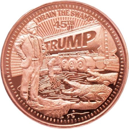 (image for) Donald J. Trump ~ Draining The Swamp (Disme) 1 oz .999 Pure Copper Round