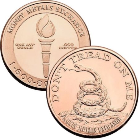 (image for) Don't Tread On Me 1 oz .999 Pure Copper Round (Money Metals Exchange)