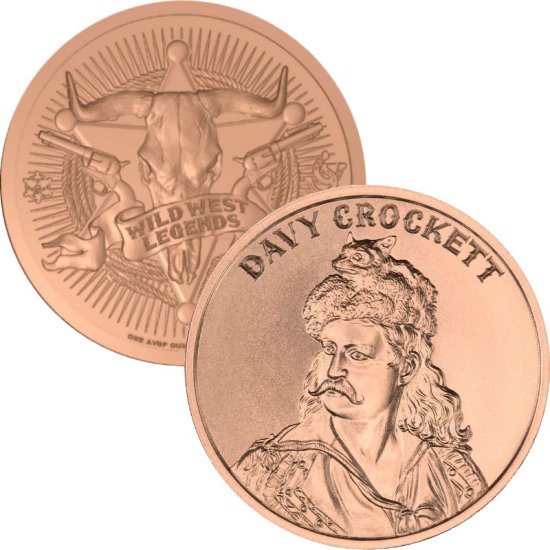 (image for) Davy Crockett (Wild West Reverse) 1 oz .999 Pure Copper Round