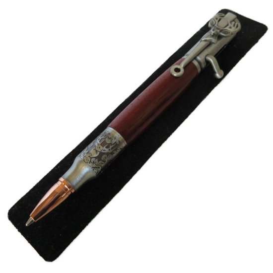 (image for) Deer Hunter Bolt Action Pen in (Padauk) Antique Pewter/Rose Gold