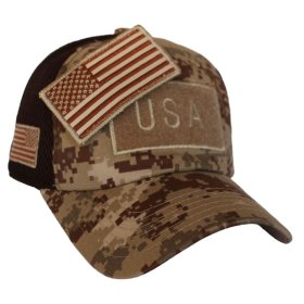 Desert Digital Camo American Flag Velcro Patch Hat 