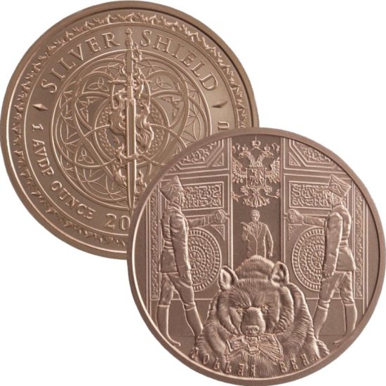(image for) Dollar Bear #113 (2019 Silver Shield - Mini Mintage) 1 oz .999 Pure Copper Round
