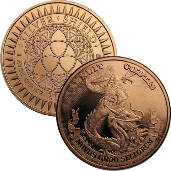 (image for) Dollar Dragon #24 (2017 Silver Shield Mini Mintage) 1 oz .999 Pure Copper Round