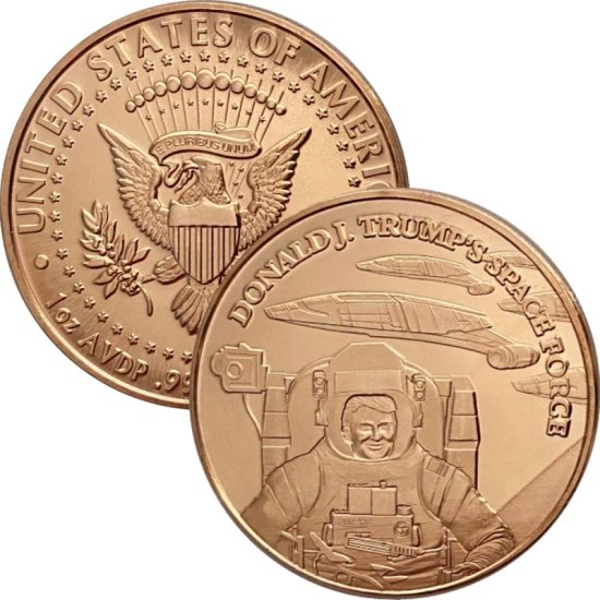 (image for) Donald J. Trump\'s Space Force 1 oz .999 Pure Copper Round