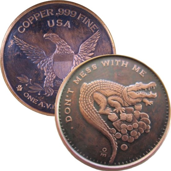 (image for) Don\'t Mess With Me 1 oz .999 Pure Copper Round (Black Patina)