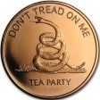 (image for) Don't Tread On Me (Tea Party) 1 oz .999 Pure Copper Round (Golden State Mint)