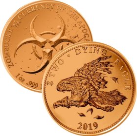 The Dying Eagle 1 oz .999 Pure Copper Round (9th Design of the Zombucks Series)