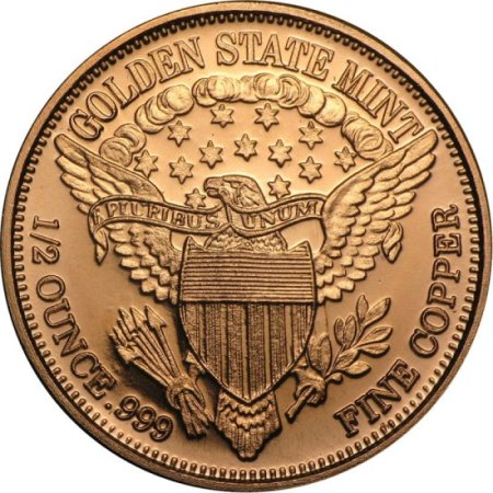 (image for) Eagle Head Design 1/2 oz .999 Pure Copper Round