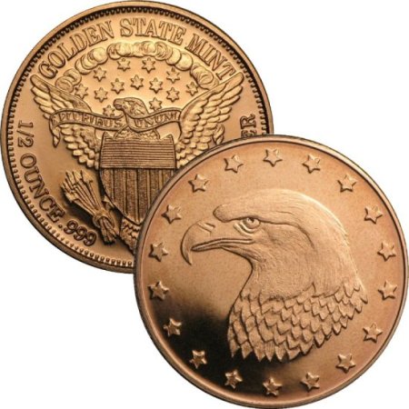 (image for) Eagle Head Design 1/2 oz .999 Pure Copper Round