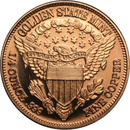 (image for) Eagle Head Design 1/4 oz .999 Pure Copper Round