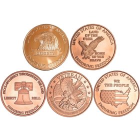 Complete Set of (5) Enduring Freedom Series 1 oz .999 Pure Copper Rounds