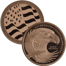 Eagle Strength-Freedom-Pride 1 oz .999 Pure Copper Round (Golden State Mint)