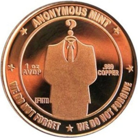 (image for) Bitcoin - The Faceless Man Anonymous Mint 1 oz .999 Pure Copper Round