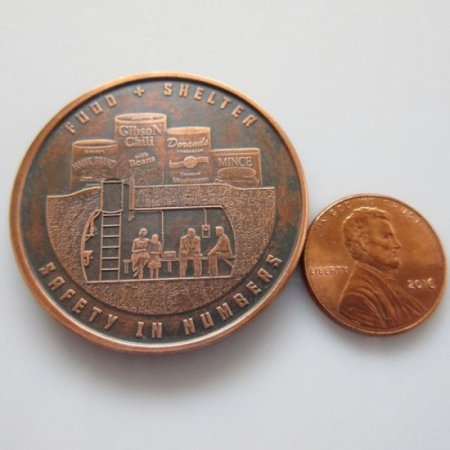 (image for) Food And Shelter 1 oz .999 Pure Copper Round (Black Patina)