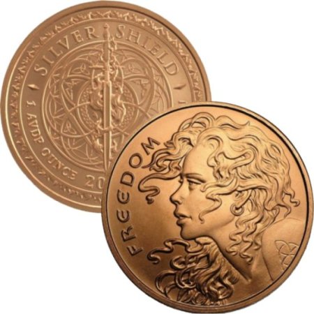 (image for) Freedom Girl 1 oz .999 Pure Copper Round (2019 Silver Shield)