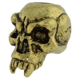 Fang Skull Bead in 18K Antique Gold Finish by Schmuckatelli Co.