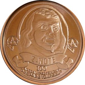 Franklin Z-Note 1 oz .999 Pure Copper Round (1st Design of the ApocalypZe Series)