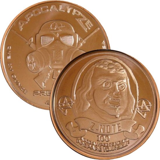 (image for) Franklin Z-Note 1 oz .999 Pure Copper Round (1st Design of the ApocalypZe Series)
