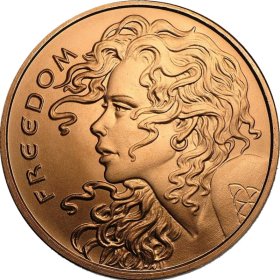 Freedom Girl 1 oz .999 Pure Copper Round (2014 Silver Shield)