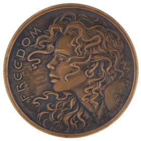 Freedom Girl 1 oz .999 Pure Copper Round (2017 Silver Shield) (Black Patina)