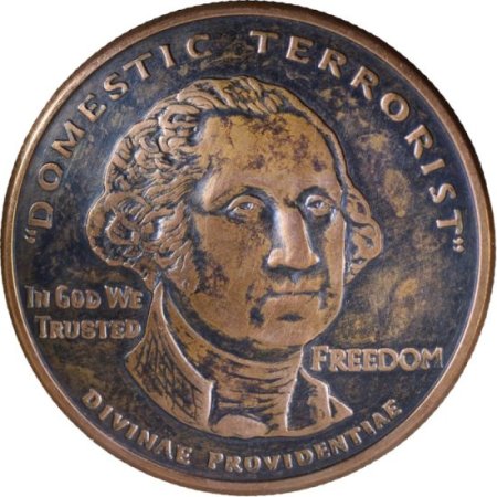 (image for) George Washington "Domestic Terrorist" #39 (2017 Silver Shield Mini Mintage) 1 oz .999 Pure Copper Round (Black Patina) 
