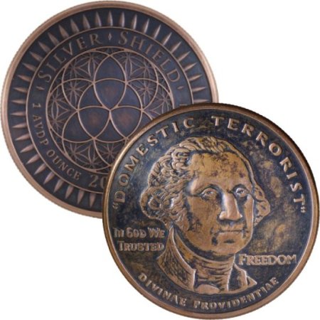 (image for) George Washington "Domestic Terrorist" #39 (2017 Silver Shield Mini Mintage) 1 oz .999 Pure Copper Round (Black Patina) 