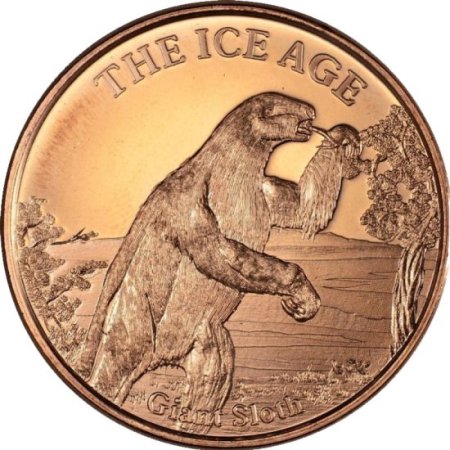 (image for) Giant Sloth ~ Ice Age 1 oz .999 Pure Copper Round