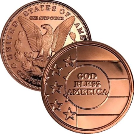 (image for) God Bless America (Sunshine Mint) 1 oz .999 Pure Copper Rounds