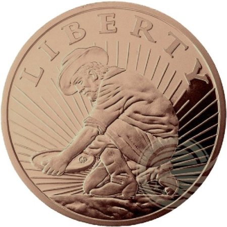 (image for) Liberty ~ Panning For Gold (GRAMMCO Great American Mint And Refinery) 1 oz .999 Pure Copper Round