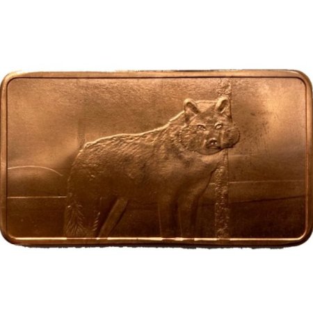 (image for) Gray Wolf (American Wildlife Set) 1 oz .999 Fine Copper Bar