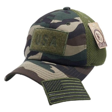 (image for) Green Camo American Flag Velcro Patch Hat