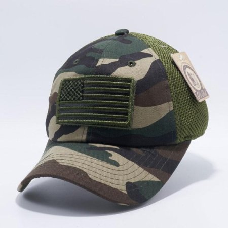 (image for) Green Camo American Flag Velcro Patch Hat