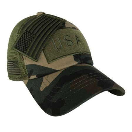 (image for) Green Camo American Flag Velcro Patch Hat