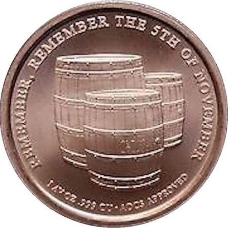 (image for) Guy Fawkes ~ Ideas Are Bulletproof (AOCS) 1 oz .999 Pure Copper Round