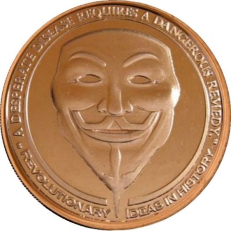 (image for) Guy Fawkes Mask 1 oz .999 Pure Copper Round (2nd Design of the ApocalypZe Series)