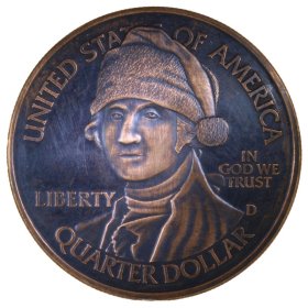 (image for) George Washington Santa (Snowflake Back Design Series) 1 oz .999 Pure Copper Round (Black Patina)