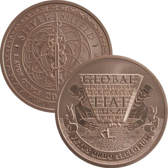 (image for) Global Ponzi #117 (2019 Silver Shield - Mini Mintage) 1 oz .999 Pure Copper Round