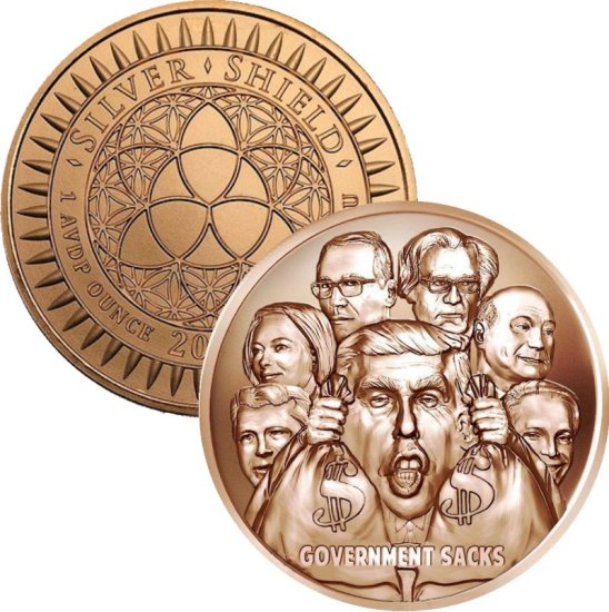 (image for) Government Sacks #38 (2017 Silver Shield Mini Mintage) 1 oz .999 Pure Copper Round