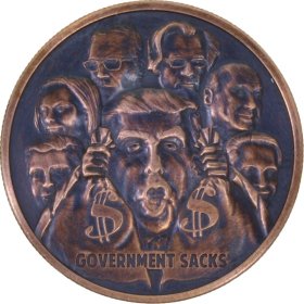 Government Sacks #38 (2017 Silver Shield Mini Mintage) 1 oz .999 Pure Copper Round (Black Patina) 