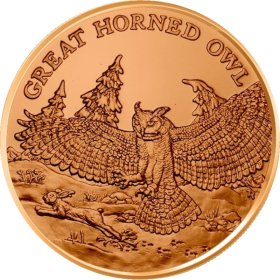 Great Horned Owl (American Wildlife Series) 1 oz .999 Pure Copper Round