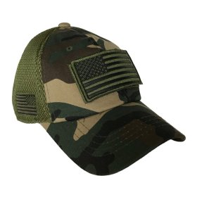 Green Camo American Flag Velcro Patch Hat